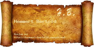 Hemmert Bertold névjegykártya